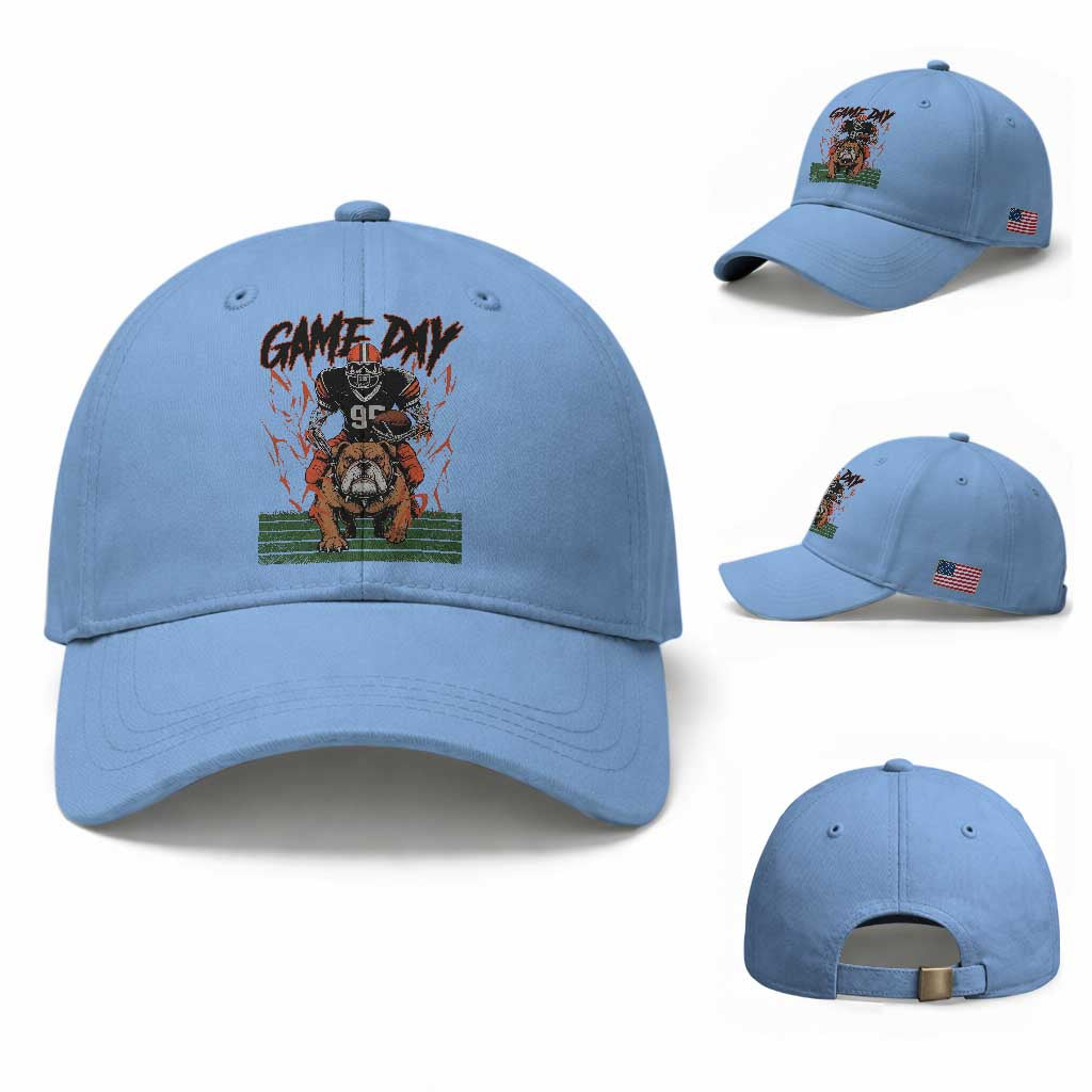 Funny Skeleton Playing Football Baseball Cap Game Day Gift TS12 Baseball Cap Universal Fit Light Blue Print Your Wear