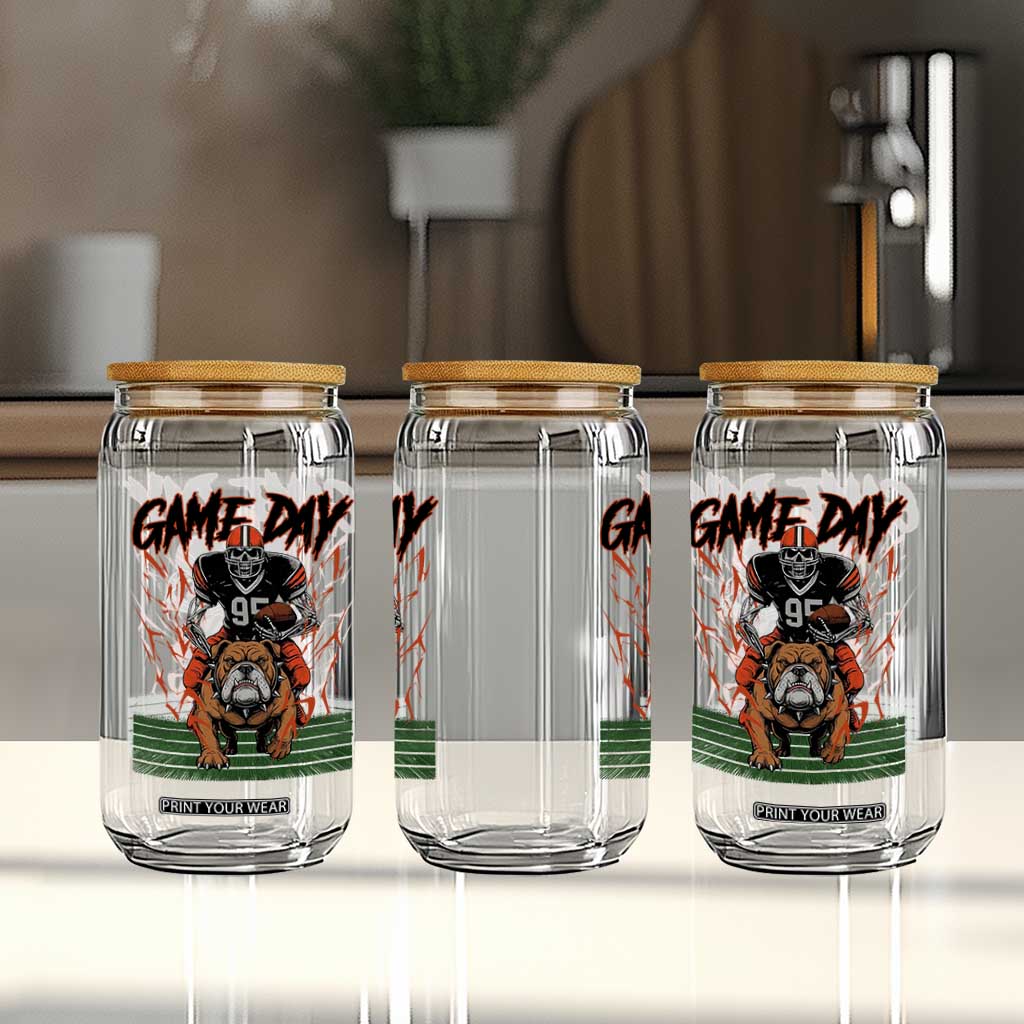 Funny Skeleton Playing Football Glass Can Game Day Gift TS12 Print Your Wear
