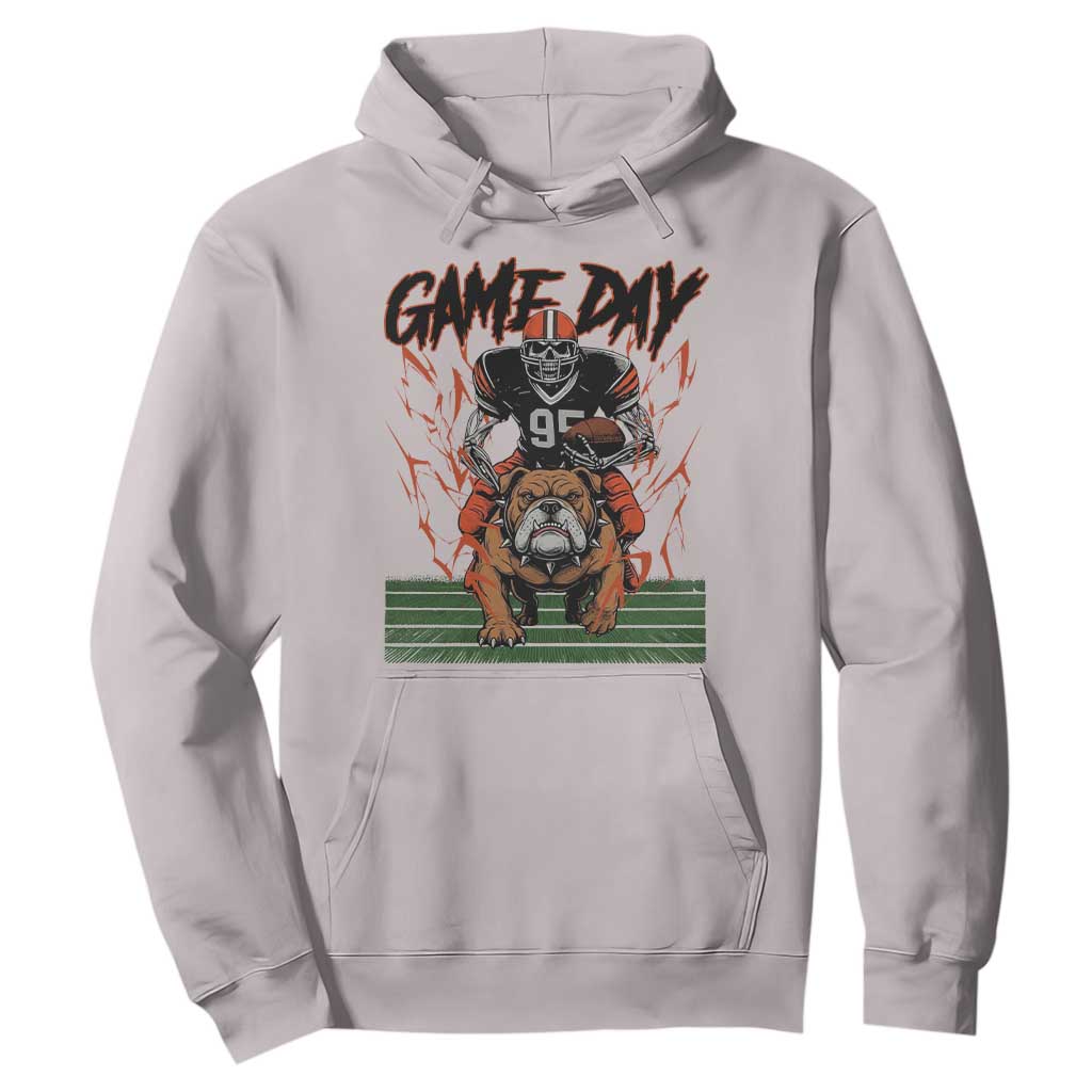Funny Skeleton Playing Football Hoodie Game Day Gift TS12 Ice Gray Print Your Wear