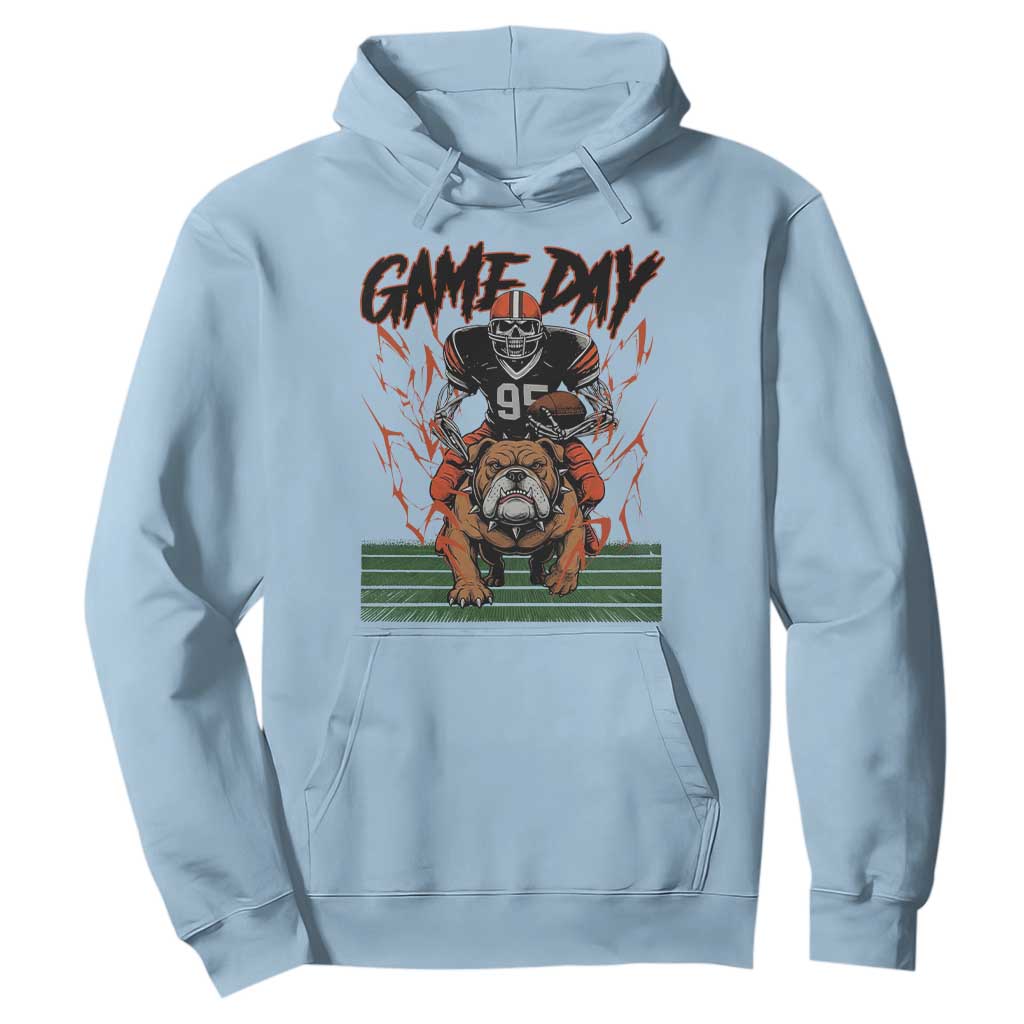 Funny Skeleton Playing Football Hoodie Game Day Gift TS12 Light Blue Print Your Wear