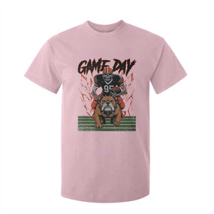 Funny Skeleton Playing Football T Shirt For Kid Game Day Gift TS12 Light Pink Print Your Wear