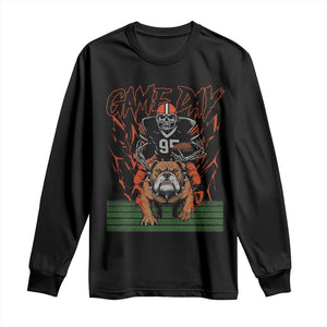 Funny Skeleton Playing Football Long Sleeve Shirt Game Day Gift TS12 Black Print Your Wear
