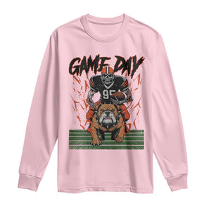 Funny Skeleton Playing Football Long Sleeve Shirt Game Day Gift TS12 Light Pink Print Your Wear