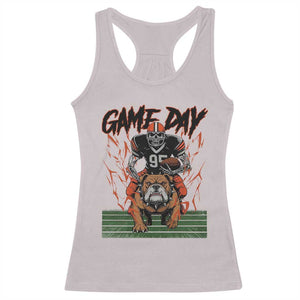Funny Skeleton Playing Football Racerback Tank Top Game Day Gift TS12 Ice Gray Print Your Wear