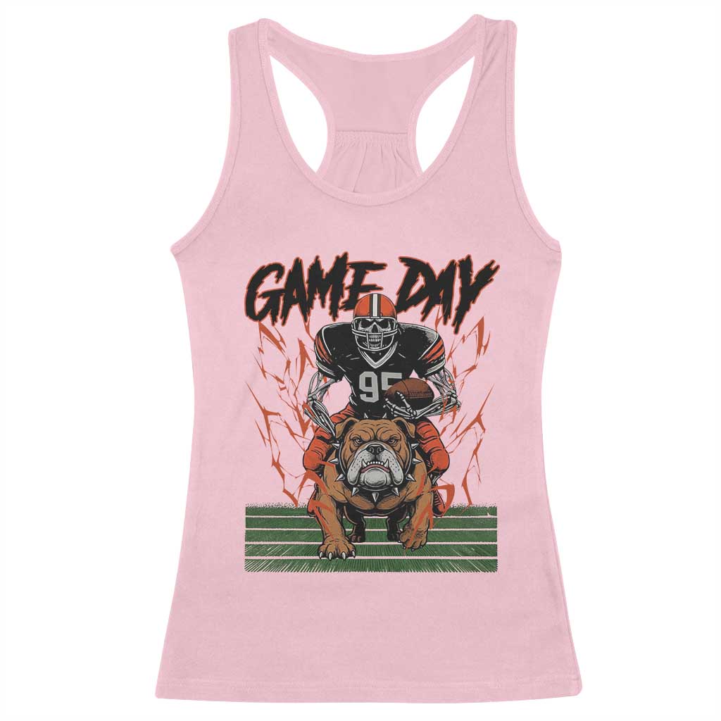 Funny Skeleton Playing Football Racerback Tank Top Game Day Gift TS12 Light Pink Print Your Wear