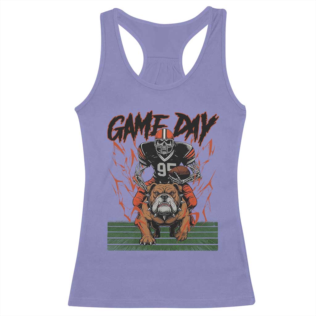 Funny Skeleton Playing Football Racerback Tank Top Game Day Gift TS12 Violet Print Your Wear