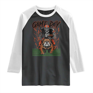 Funny Skeleton Playing Football Raglan Shirt Game Day Gift TS12 Black White Print Your Wear