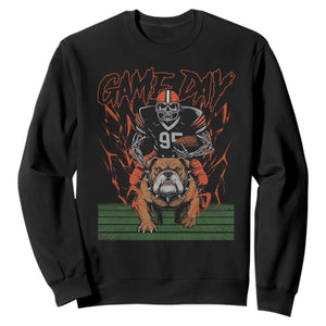 Funny Skeleton Playing Football Sweatshirt Game Day Gift TS12 Black Print Your Wear