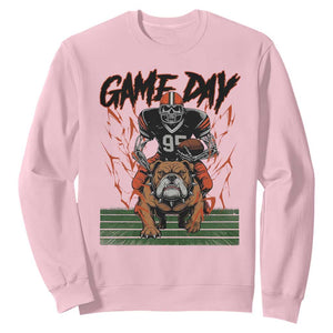 Funny Skeleton Playing Football Sweatshirt Game Day Gift TS12 Light Pink Print Your Wear