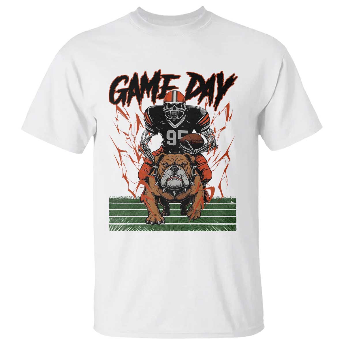 Funny Skeleton Playing Football T Shirt Game Day Gift TS12 White Print Your Wear