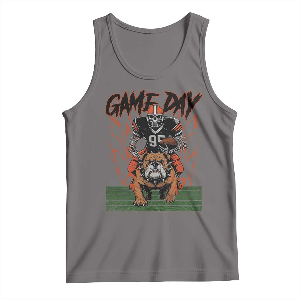 Funny Skeleton Playing Football Tank Top Game Day Gift TS12 Deep Heather Print Your Wear