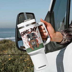 Funny Skeleton Playing Football Tumbler With Handle Game Day Gift TS12 Print Your Wear