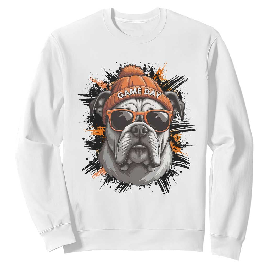 Bulldog Football Spirit Sweatshirt Game Day Dog Lover Gift TS12 White Print Your Wear