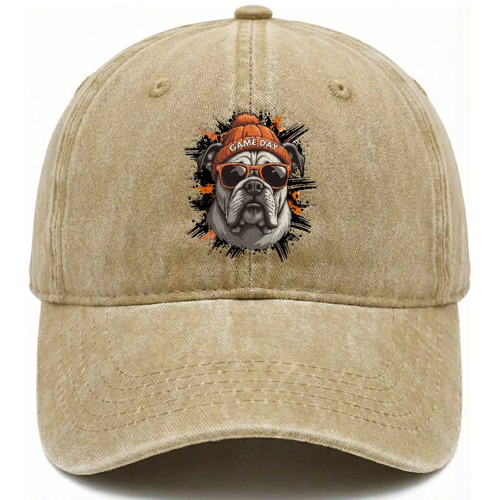 Bulldog Football Spirit Washed Cotton Baseball Cap Game Day Dog Lover Gift TS12 Print Your Wear