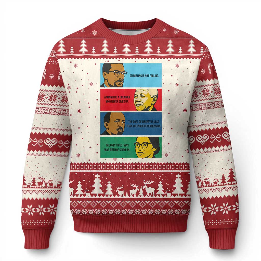 African American Leaders History Quote Gift Ugly Christmas Sweater TS12 Beige Red Print Your Wear
