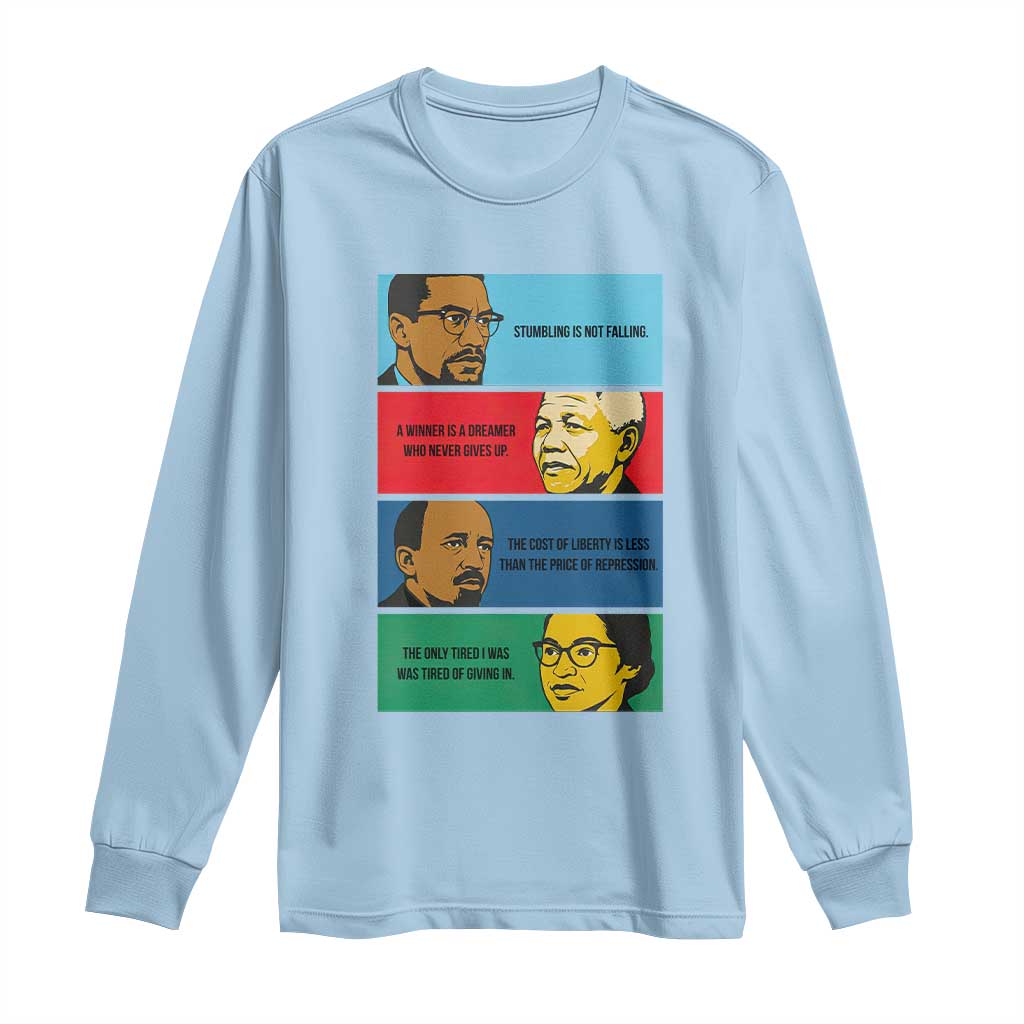 African American Leaders History Quote Gift Long Sleeve Shirt TS12 Light Blue Print Your Wear