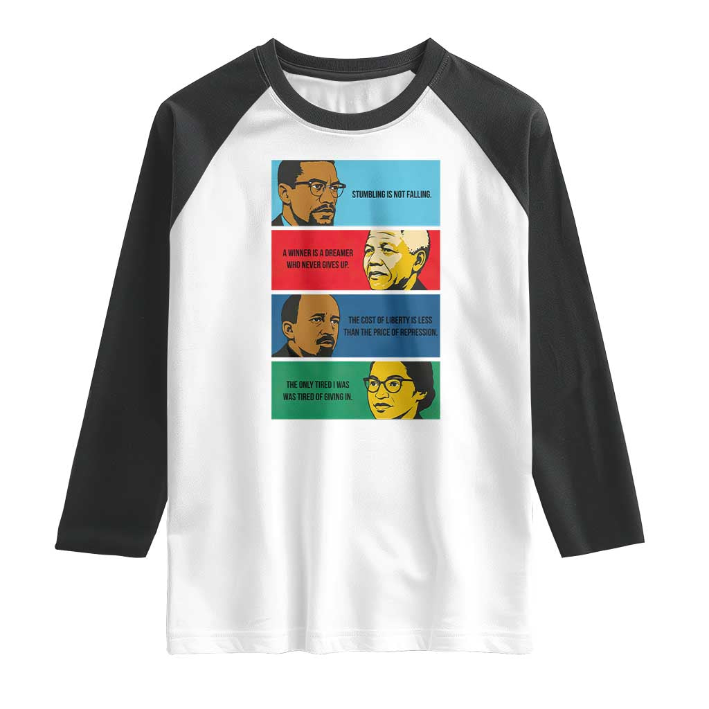 African American Leaders History Quote Gift Raglan Shirt TS12 White Black Print Your Wear