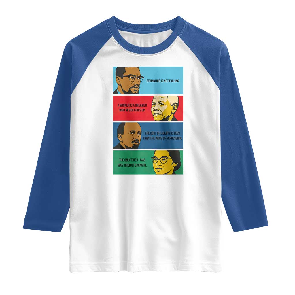 African American Leaders History Quote Gift Raglan Shirt TS12 White Royal Print Your Wear