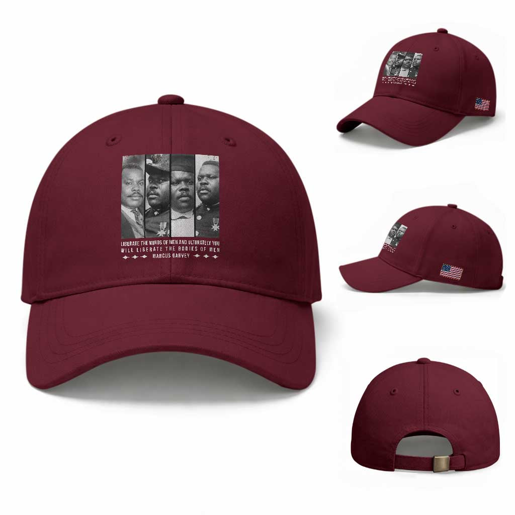 Marcus Garve Quote Baseball Cap Liberate The Minds Of Men TS12 Baseball Cap Universal Fit Maroon Print Your Wear