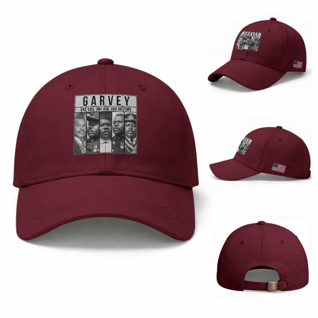 Marcus Garvey Quote Baseball Cap One God One Aim One Destiny TS12 Baseball Cap Universal Fit Maroon Print Your Wear