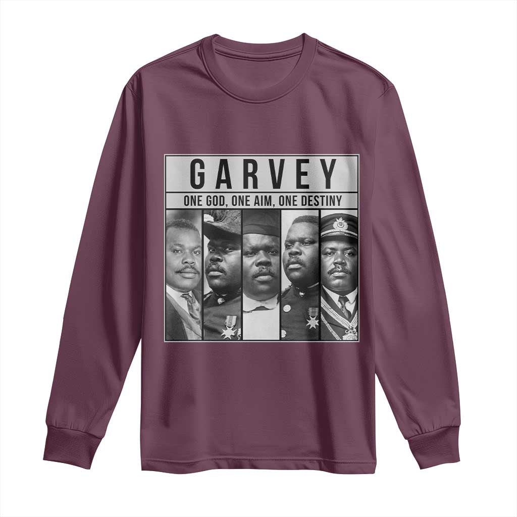Marcus Garvey Quote Long Sleeve Shirt One God One Aim One Destiny TS12 Maroon Print Your Wear