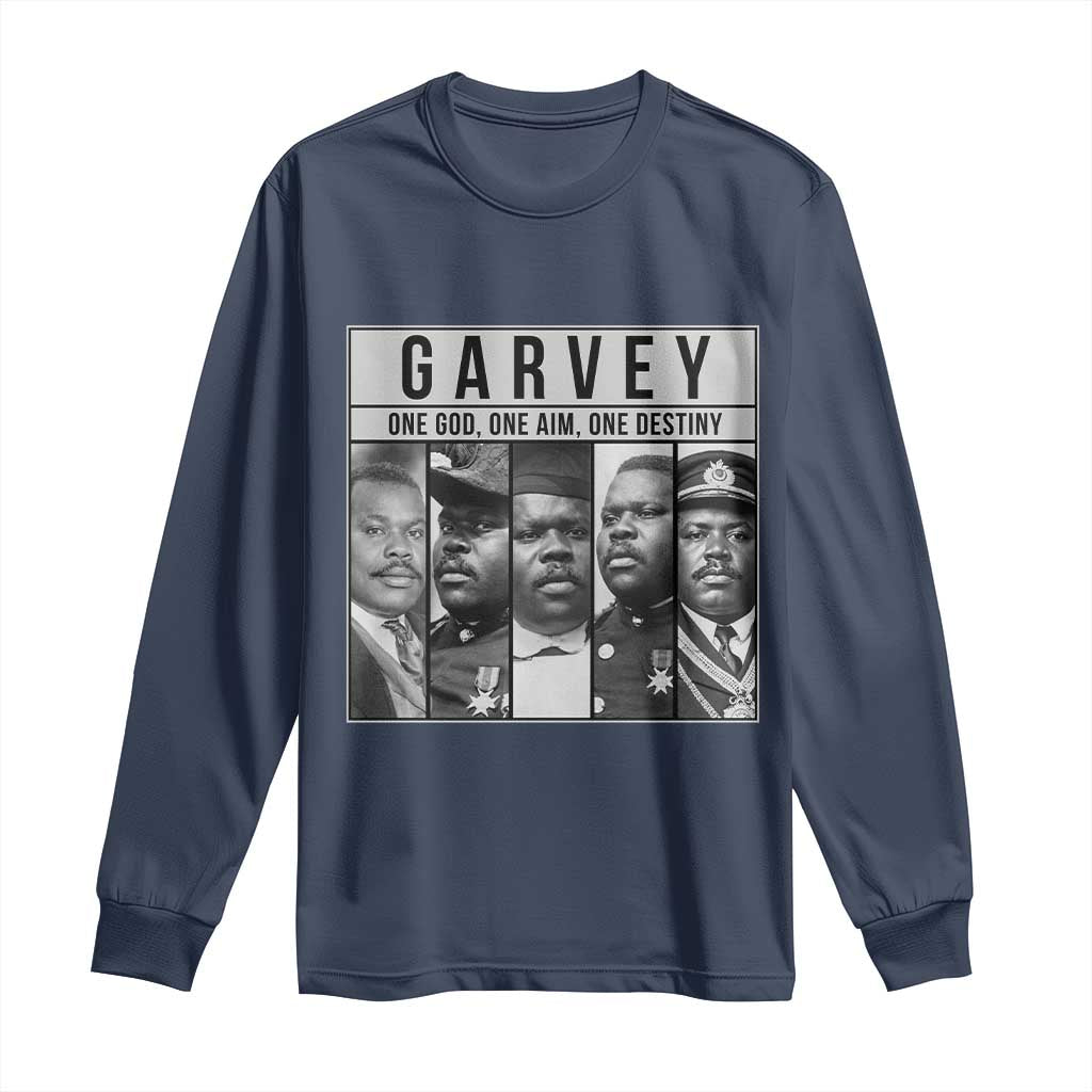 Marcus Garvey Quote Long Sleeve Shirt One God One Aim One Destiny TS12 Navy Print Your Wear