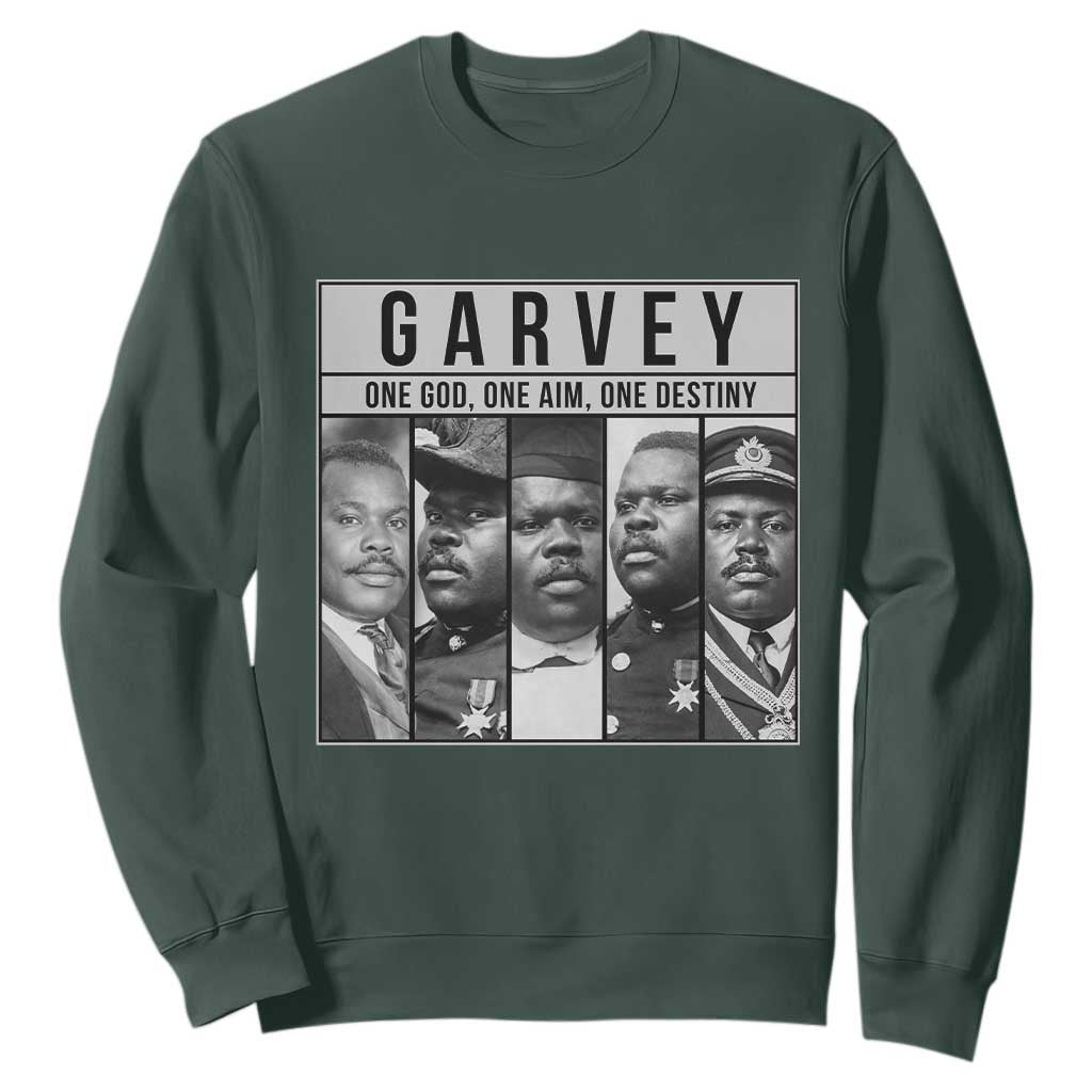 Marcus Garvey Quote Sweatshirt One God One Aim One Destiny TS12 Dark Forest Green Print Your Wear