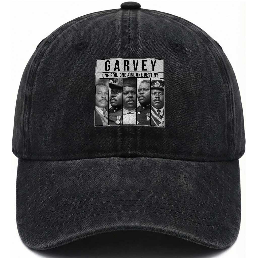 Marcus Garvey Quote Washed Cotton Baseball Cap One God One Aim One Destiny TS12 Print Your Wear