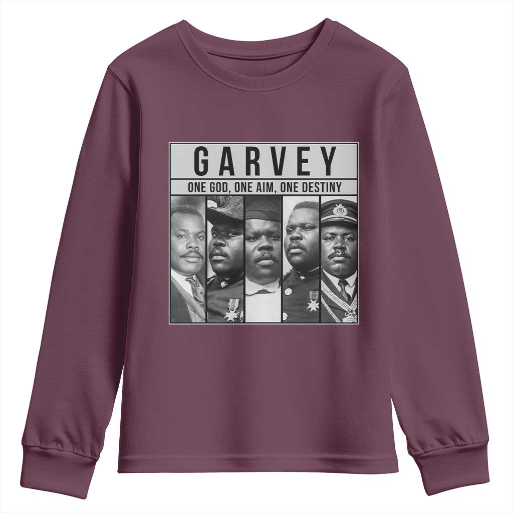 Marcus Garvey Quote Youth Sweatshirt One God One Aim One Destiny TS12 Maroon Print Your Wear