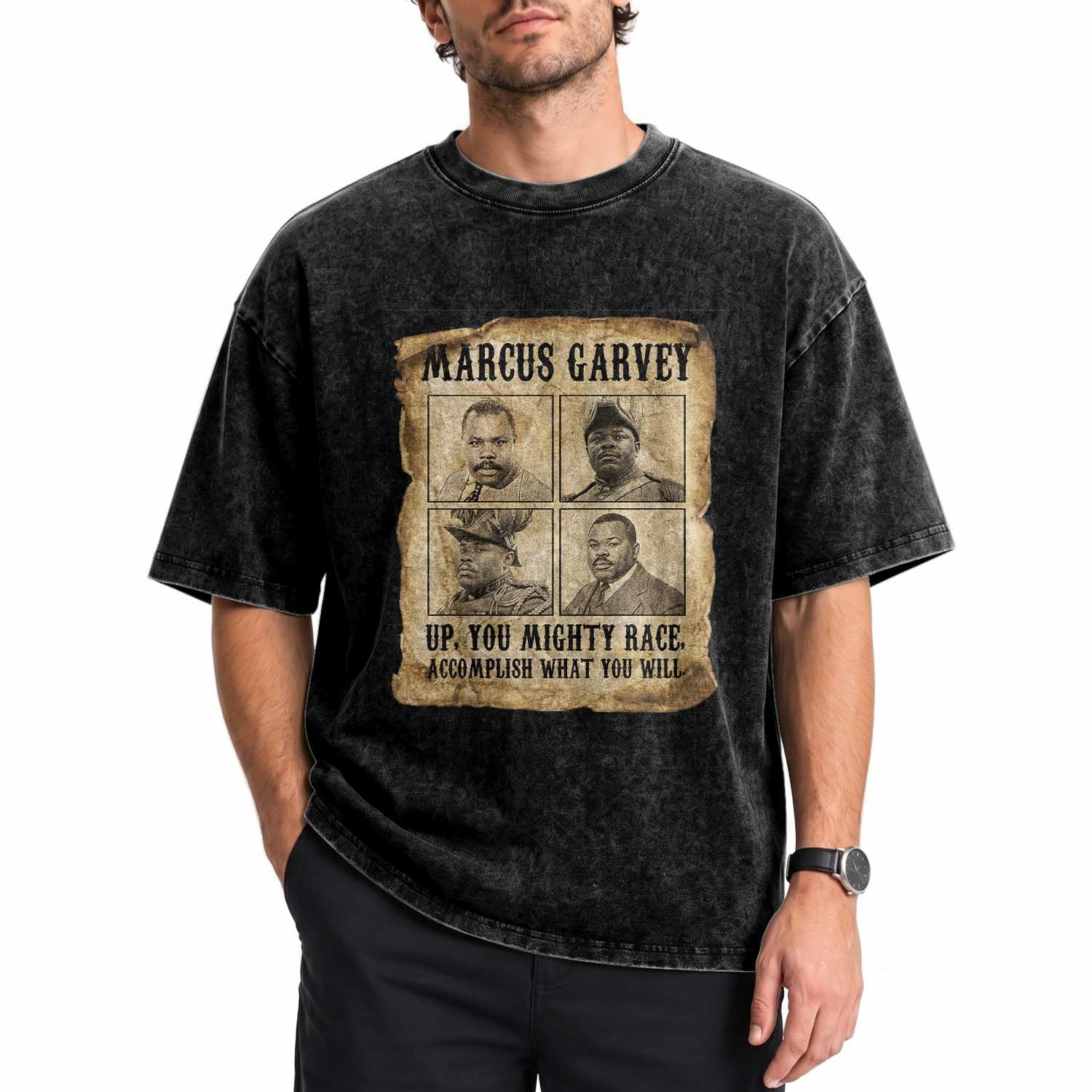 Vintage Marcus Garvey Washed Cotton T-Shirt Up You Mighty Race Quote