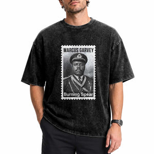 Marcus Garvey Washed Cotton T-Shirt Jamaican National Hero Legacy Gift