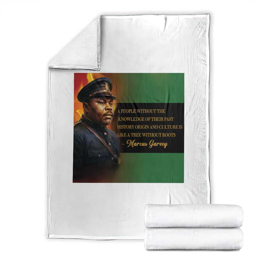 Marcus Garvey Pan African Flag Throw Blanket A People Without Knowledge Of Their Past Quote TS12 White Print Your Wear
