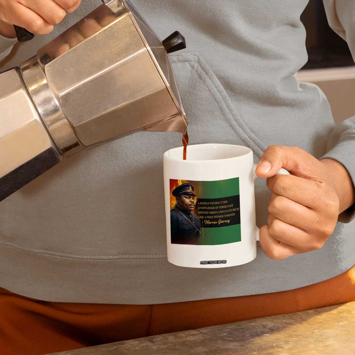 Marcus Garvey Pan African Flag Coffee Mug A People Without Knowledge Of Their Past Quote TS12 Print Your Wear