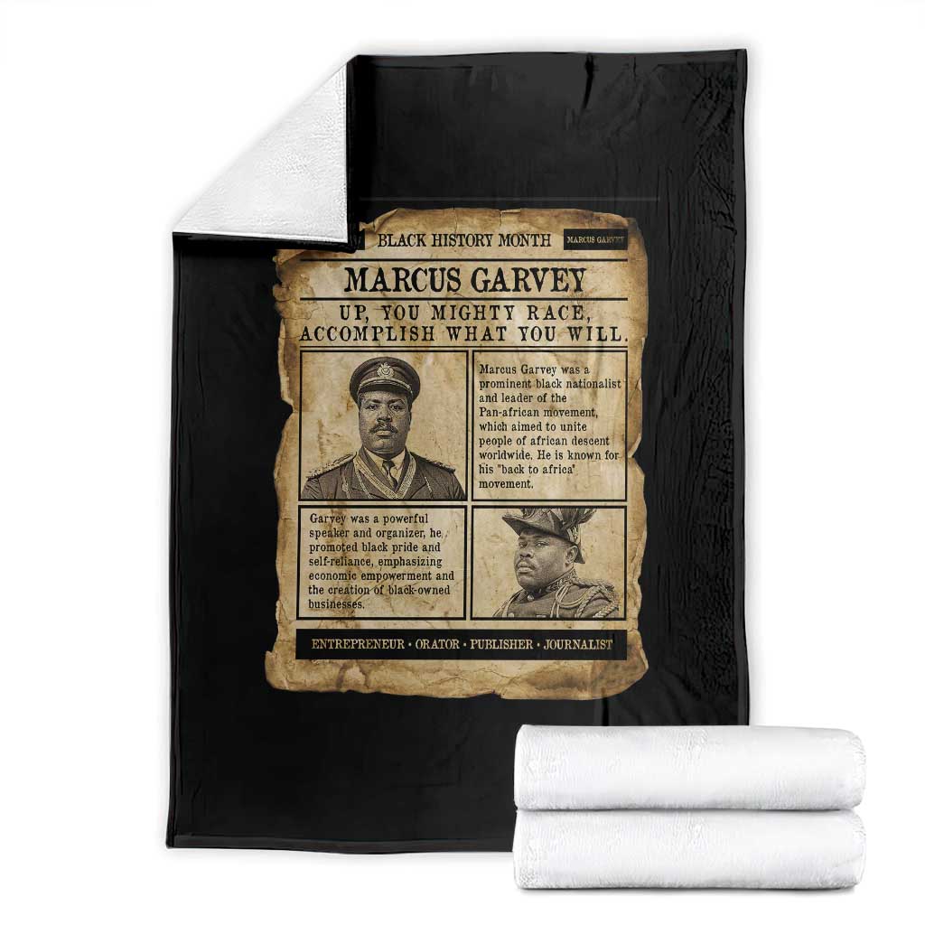 Vintage Newspaper Marcus Garvey Throw Blanket Up You Mighty Race Quote TS12 Black Print Your Wear