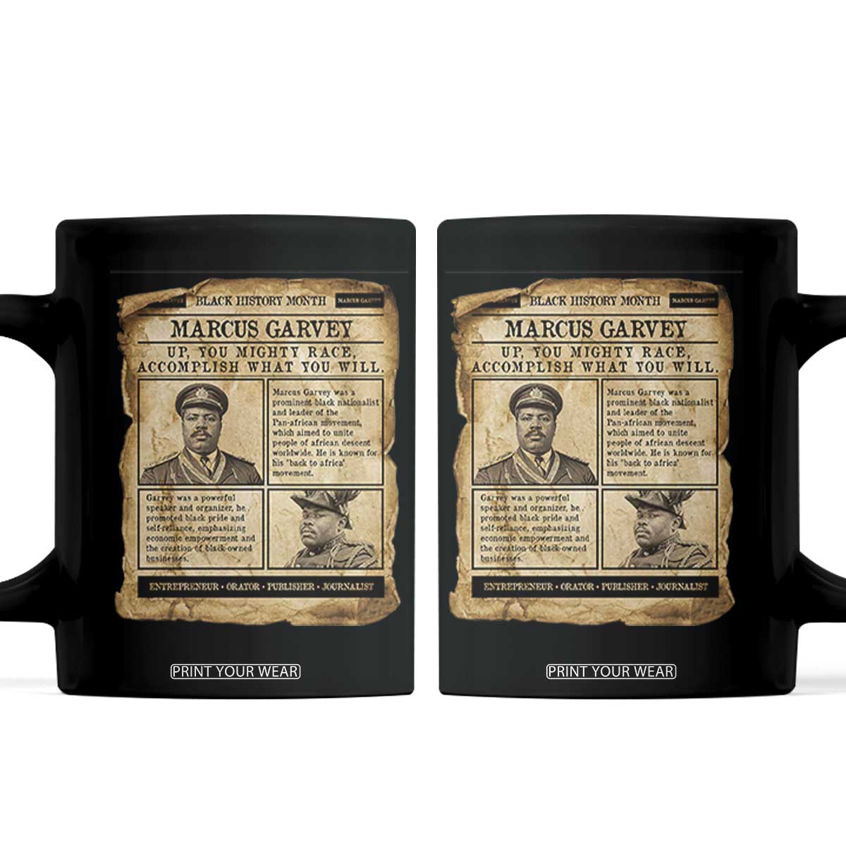 Vintage Newspaper Marcus Garvey Coffee Mug Up You Mighty Race Quote TS12 Black Print Your Wear