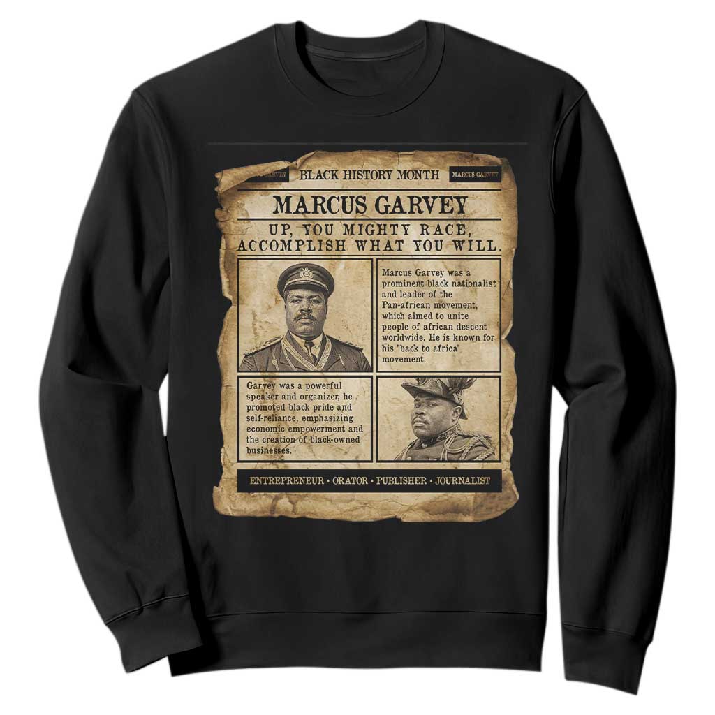 Vintage Newspaper Marcus Garvey Sweatshirt Up You Mighty Race Quote TS12 Black Print Your Wear