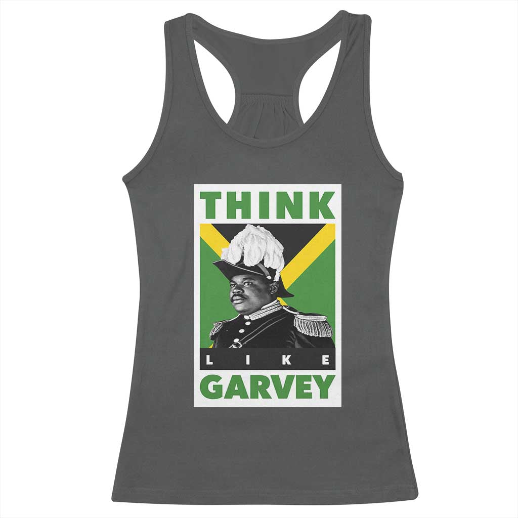 Pan Africanism Think Like Garvey Racerback Tank Top Marcus Garvey Jamaica Flag TS12 Dark Heather Print Your Wear