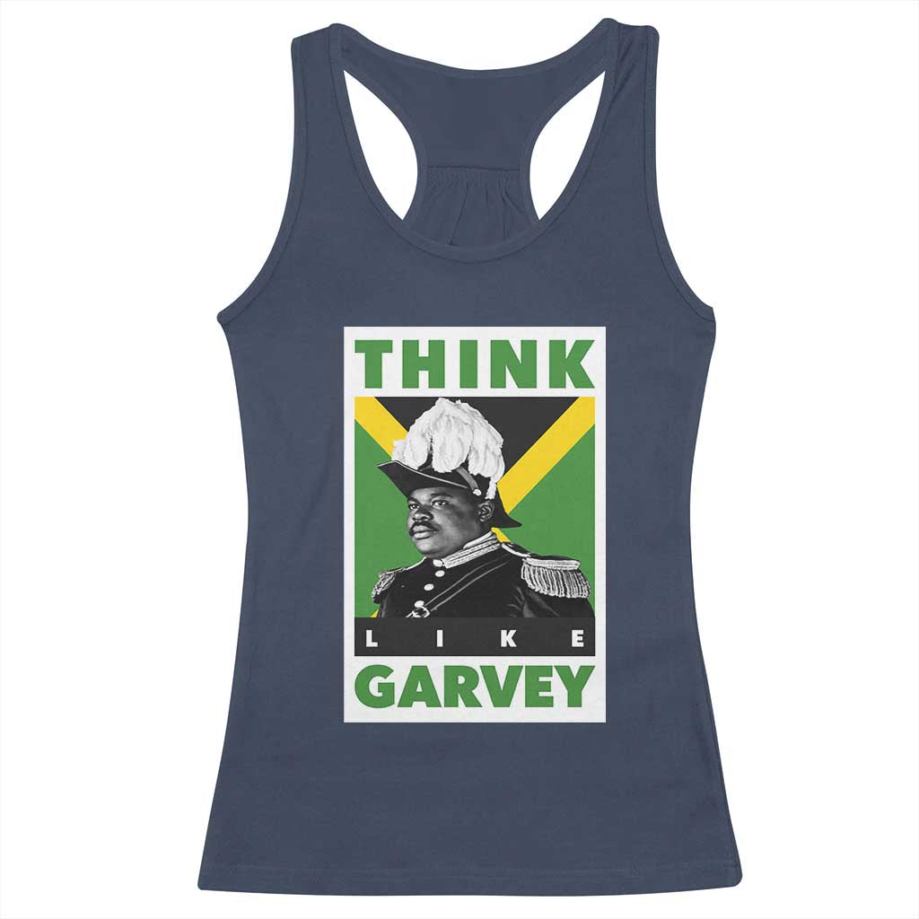 Pan Africanism Think Like Garvey Racerback Tank Top Marcus Garvey Jamaica Flag TS12 Navy Print Your Wear