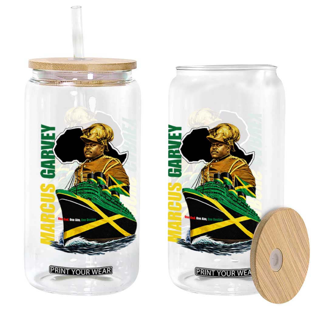 Marcus Garvey Jamaica Pride Glass Can One God One Aim One Destiny TS12 Print Your Wear