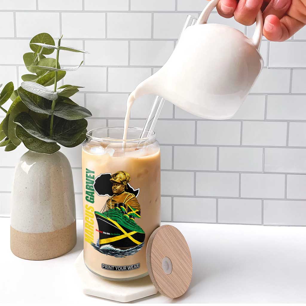 Marcus Garvey Jamaica Pride Glass Can One God One Aim One Destiny TS12 Print Your Wear
