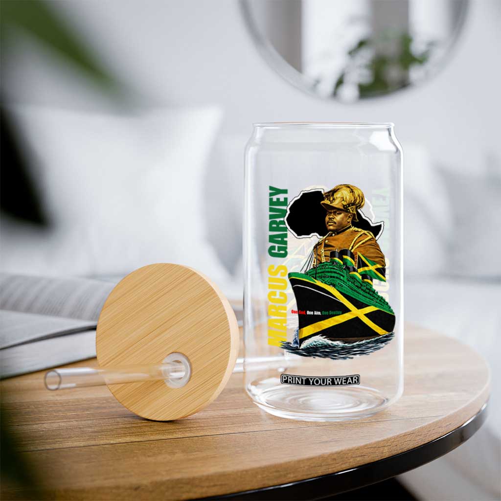 Marcus Garvey Jamaica Pride Glass Can One God One Aim One Destiny TS12 Print Your Wear