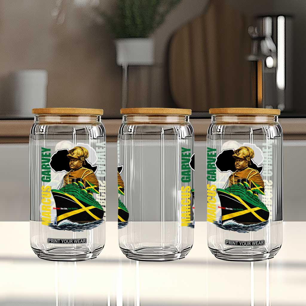 Marcus Garvey Jamaica Pride Glass Can One God One Aim One Destiny TS12 Print Your Wear