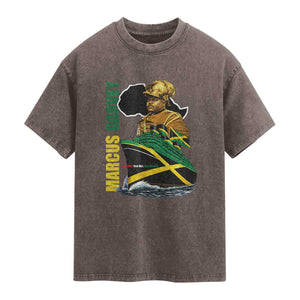 Marcus Garvey Jamaica Pride Washed Cotton T-Shirt One God One Aim One Destiny