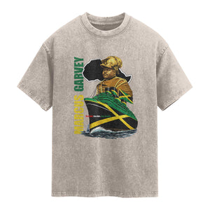 Marcus Garvey Jamaica Pride Washed Cotton T-Shirt One God One Aim One Destiny