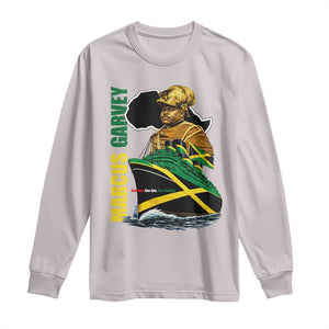 Marcus Garvey Jamaica Pride Long Sleeve Shirt One God One Aim One Destiny TS12 Ice Gray Print Your Wear