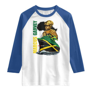 Marcus Garvey Jamaica Pride Raglan Shirt One God One Aim One Destiny TS12 White Royal Print Your Wear