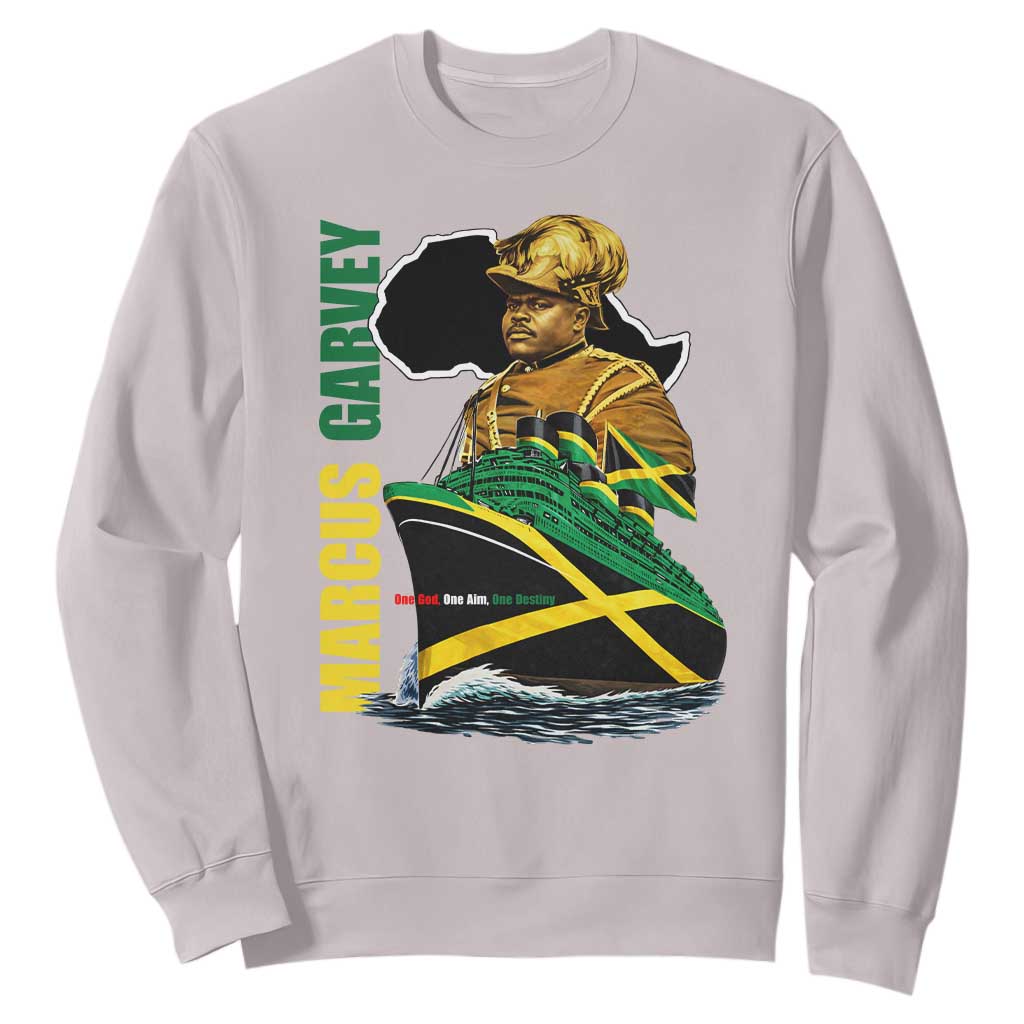 Marcus Garvey Jamaica Pride Sweatshirt One God One Aim One Destiny TS12 Ice Gray Print Your Wear