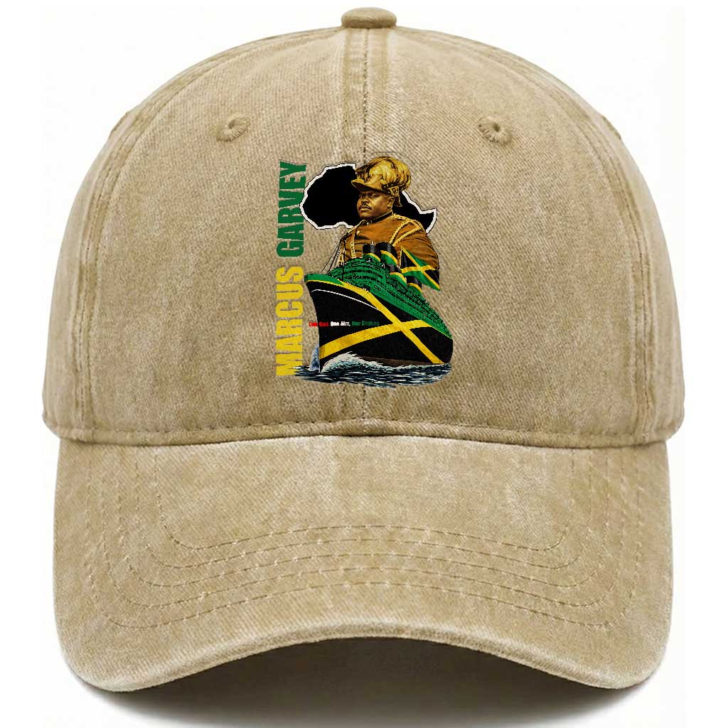 Marcus Garvey Jamaica Pride Washed Cotton Baseball Cap One God One Aim One Destiny TS12 Print Your Wear