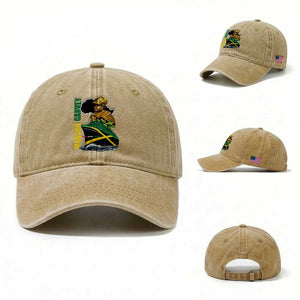 Marcus Garvey Jamaica Pride Washed Cotton Baseball Cap One God One Aim One Destiny TS12 Washed Cap Universal Fit Khaki Print Your Wear