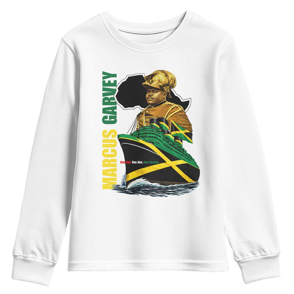 Marcus Garvey Jamaica Pride Youth Sweatshirt One God One Aim One Destiny TS12 White Print Your Wear